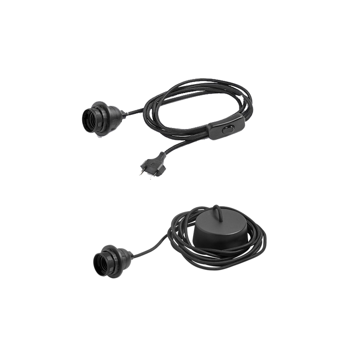 Velg mellom E27 ledning for pendellampe og E27 ledning for bordlampe.