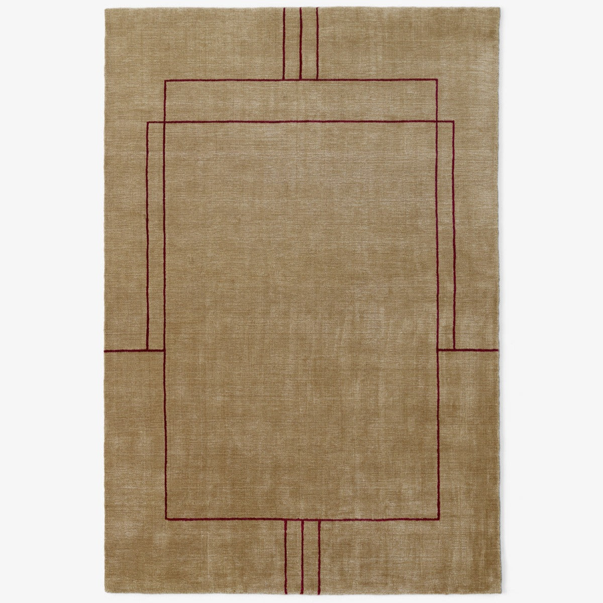 Teppe Cruise rug 2x3 m, gyllenbrun med burgunder stripe