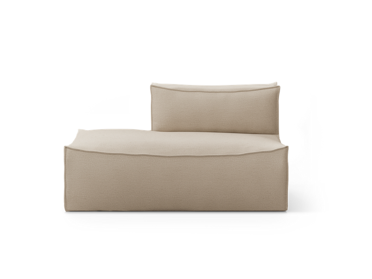 Natural rich linen ende small med åpen ende venstre. Mål: B 150 x H 76 x D 95 cm