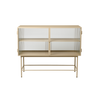 Den nydelige skjenken Haze Sideboard fra ferm LIVING i fargen Cashmere fra ferm LIVING, er laget av pulverlakkert metall og har en myk, vakker farge og bølgeglass.