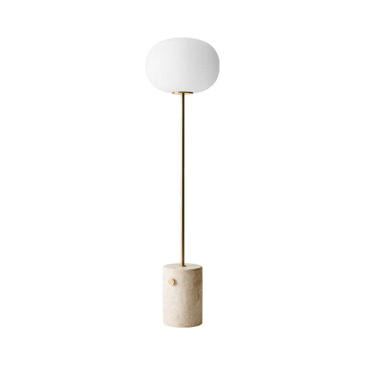 Beige travertinstein, messing og opalglass i vakker kombinasjon gjør dette til en tidløs og raffinert, dimbar gulvlampe som vil vekke oppmerksomhet i et hvert rom. JWDA er designet av den svenske arkitekten og designeren Jonas Wagell.