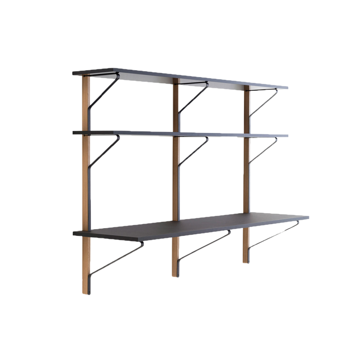 Perfekt til hjemmekontoret. Hylle med skrivebord Kaari, 200 cm bred