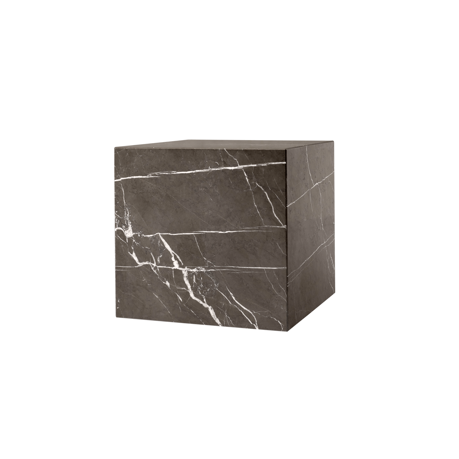 Sidebordet Plinth Cubic I brown grey kendzo marble.