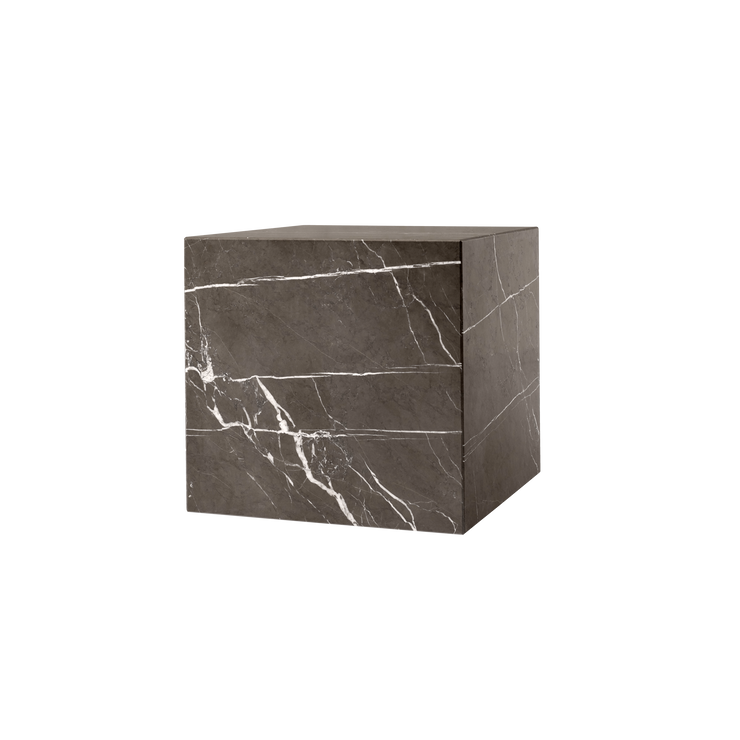Sidebordet Plinth Cubic I brown grey kendzo marble.
