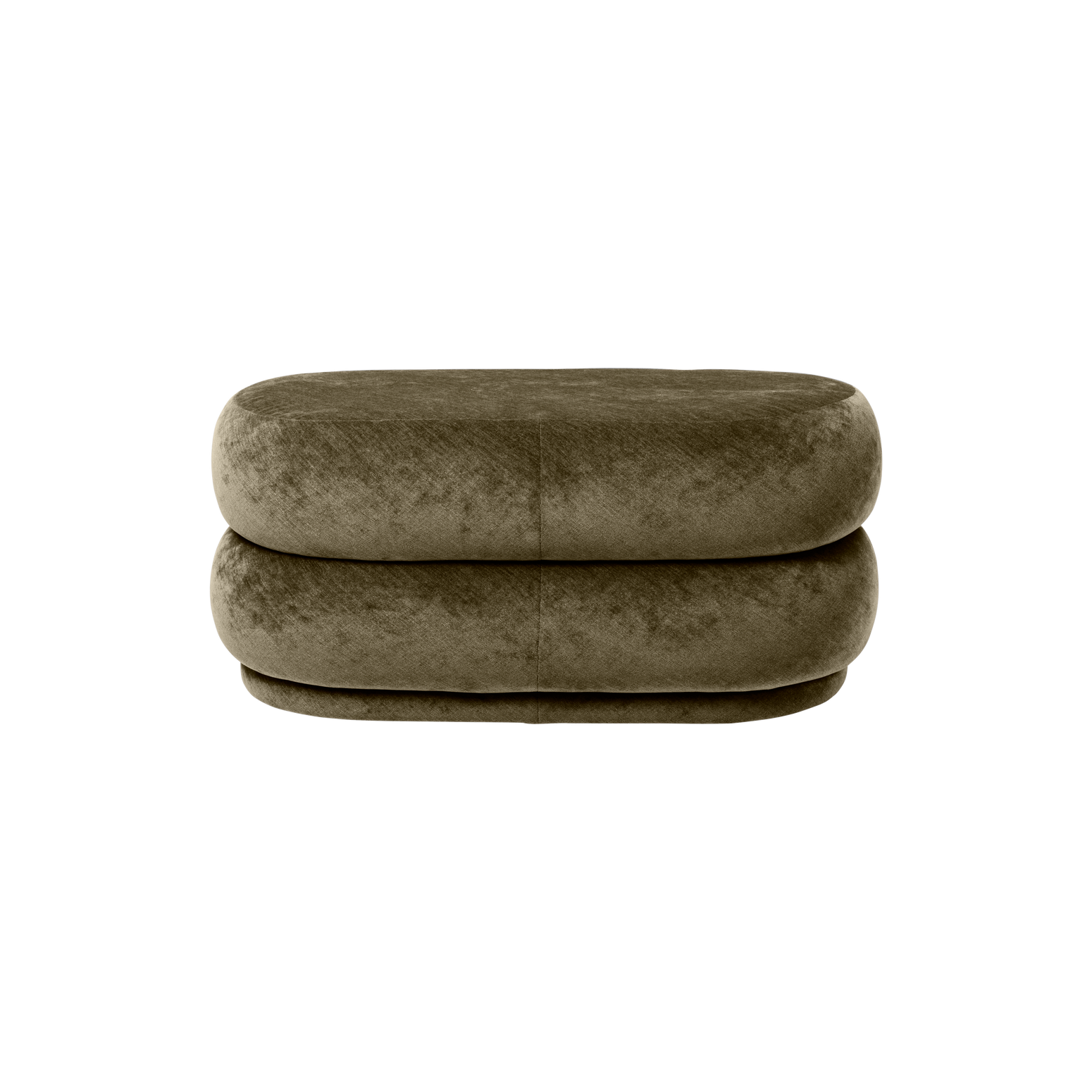 Puff Pouf Oval Faded Velvet Medium Forest