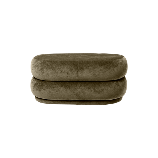 Puff Pouf Oval Faded Velvet Medium Forest