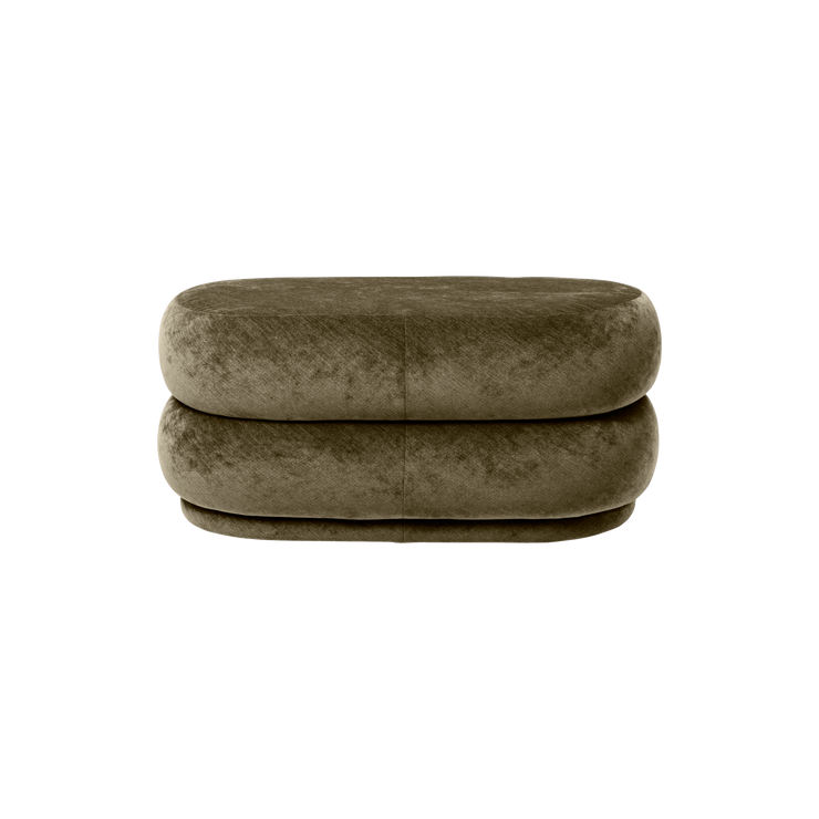 Puff Pouf Oval Faded Velvet Medium Forest