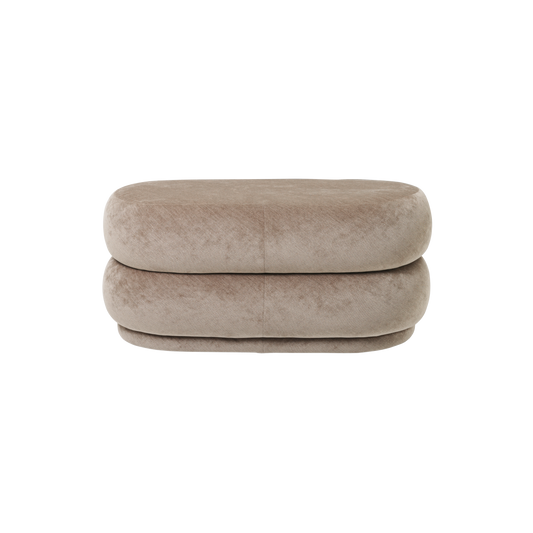 Puff Pouf Oval Faded Velvet Medium Beige