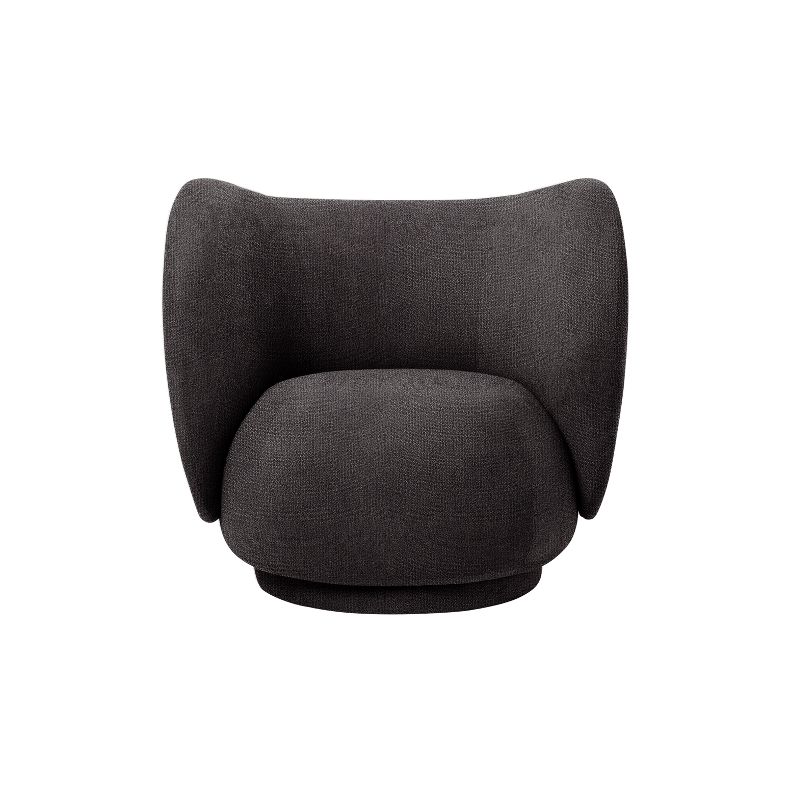 Lenestol Rico Lounge Chair fra Ferm Living i tekstilet Bouclé i fargen Warm Dark Grey (prisgruppe 3)