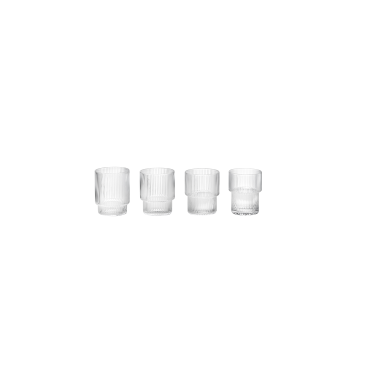 De fantastiske shotglassene Ripple fra ferm LIVING har tatt oss med storm! De er delikate og moderne - og har en riflet overflate.
