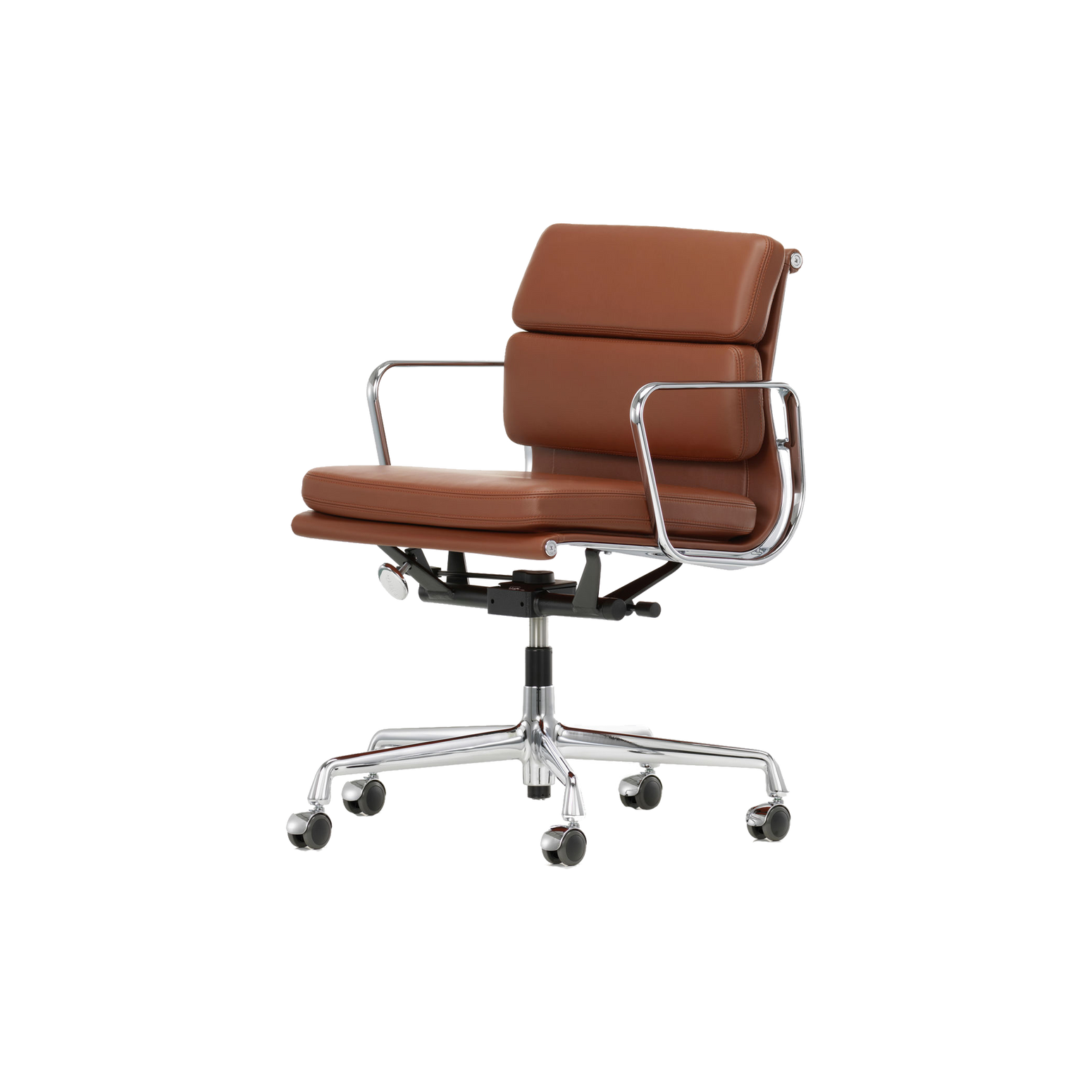 Den myke og klassiske stolen Soft Pad ble designet i 1969 av Charles og Ray Eames. Det er ikke uten grunn at stolen er en kontor-favoritt, for i tillegg til sin vakre silhuett har den en ekstraordinær sittekomfort.