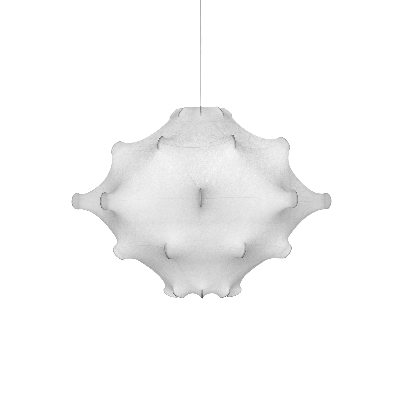 Takpendel Taraxacum P2 fra Flos. Lampen, designet av mesterne Achille &amp; Pier Giacomo Castiglioni i1960, kommer i to ulike størrelser med litt ulik fasong.