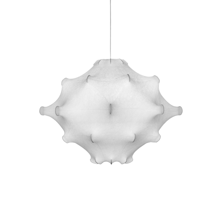Takpendel Taraxacum P2 fra Flos. Lampen, designet av mesterne Achille &amp; Pier Giacomo Castiglioni i1960, kommer i to ulike størrelser med litt ulik fasong.