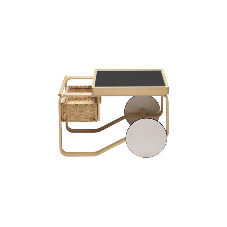 Tea Trolley 90O MED SVARTE FLISER