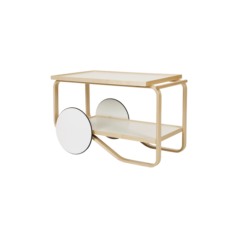 901 Tea Trolley med hyller i hvit linoleum