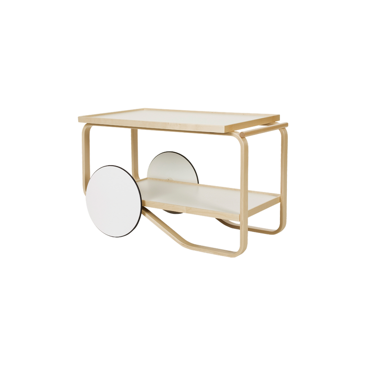 901 Tea Trolley med hyller i hvit linoleum