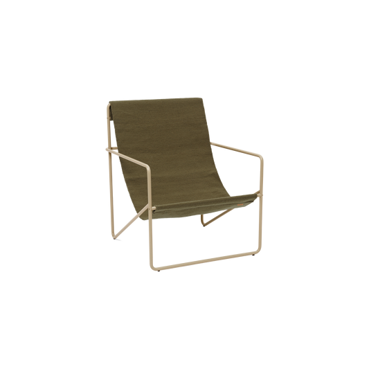 Desert chair med ramme i cashmere og tekstil i oliven