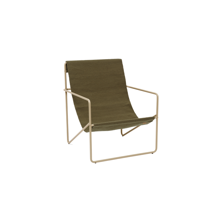Desert chair med ramme i cashmere og tekstil i oliven