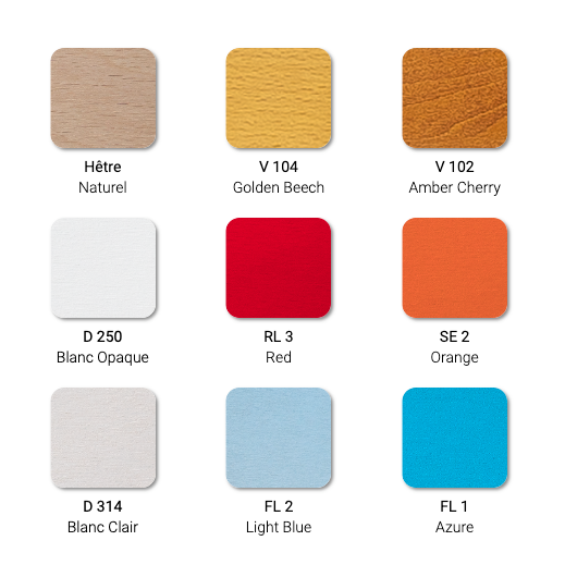 I tillegg til fargen D315 Cherry Havana, kan du velge mellom 16 standardfarger fra Dietkers, samt ytteligere 63 farger i Le Corbusier-fargekartet Les Couleurs® Le Corbusier